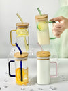 Beautiful Design High Quality Transparent drinking Glass with Straw